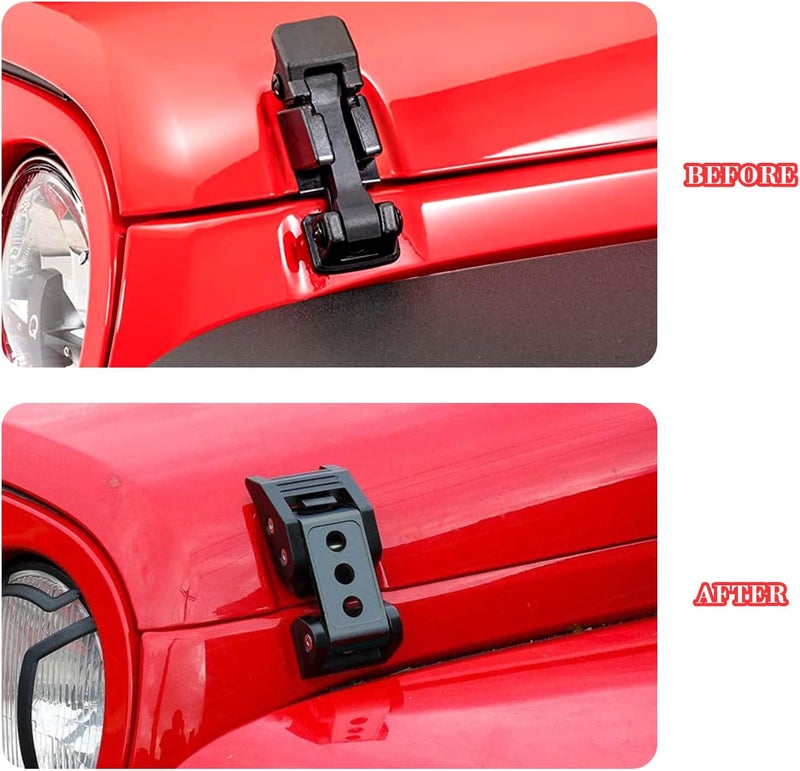 Brangstak Stainless Steel Latch Hood Capture Kit for 2007-2018 Jeep Wrangler JK JKU and 2018-2022 Jeep Wrangler JLJLU Gladiator 2-Door and 4-Door (Black) - Image 4